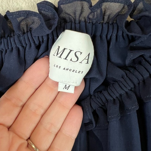 Misa LA Livey Top Navy Off The Shoulder Halter Blouse Chiffon Womens Size Medium - Picture 5 of 16